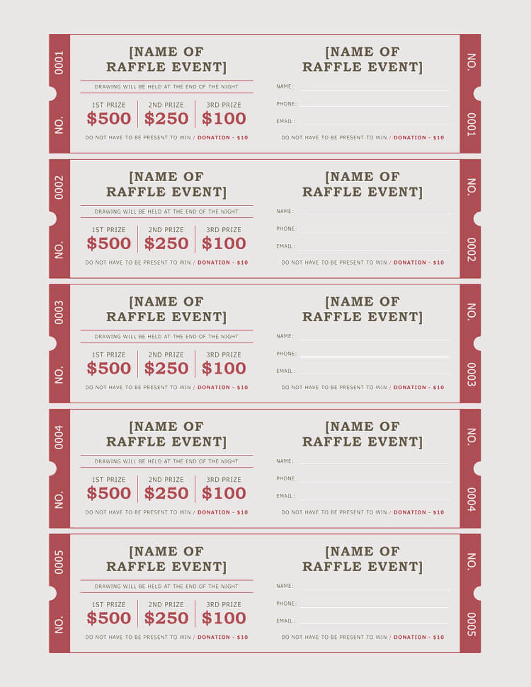 Numbered Raffle Ticket Template