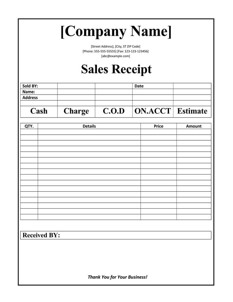 Sales Receipt Template PDF
