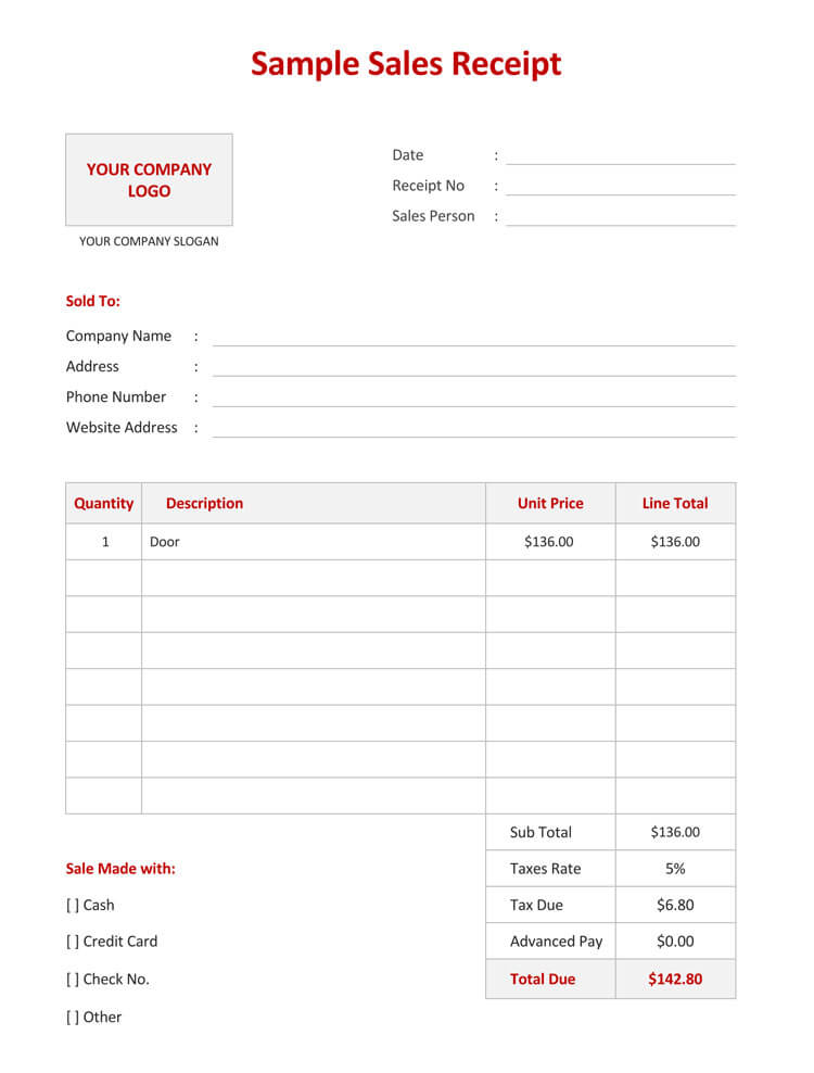 Download 12 Free Sales Receipt Templates Word Excel Pdf