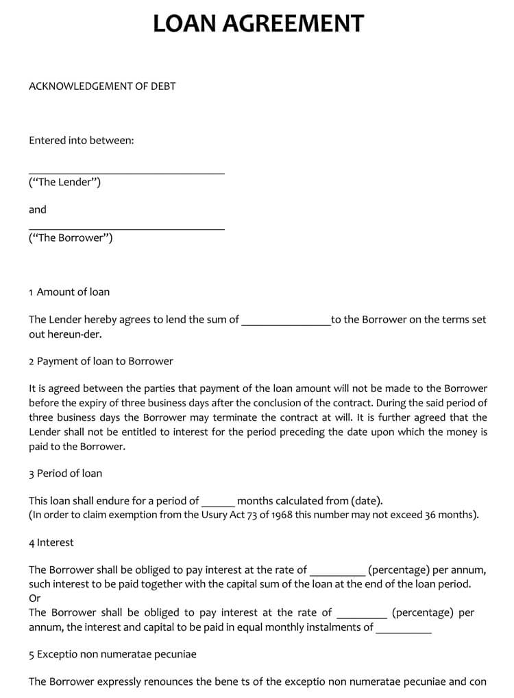 Loan agreement format