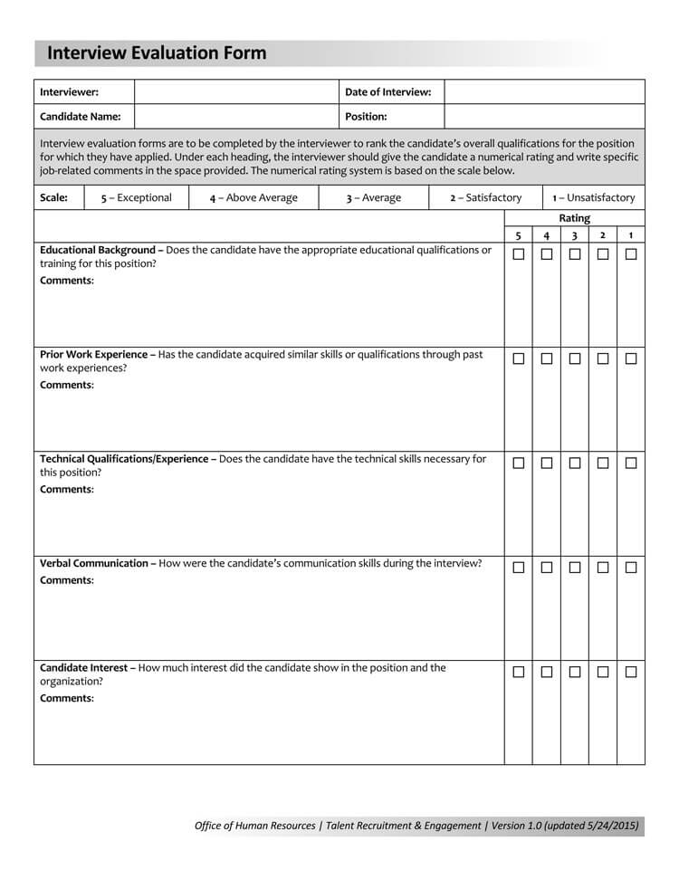 Technical Interview Evaluation Form