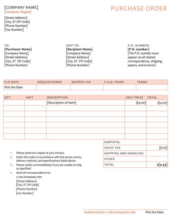 40+ Free Purchase Order Templates (Forms) | Excel, Word, PDF