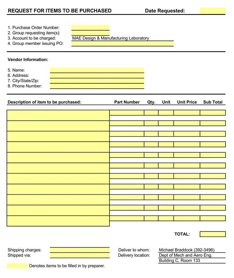 40 Free Purchase Order Templates Forms Excel Word Pdf