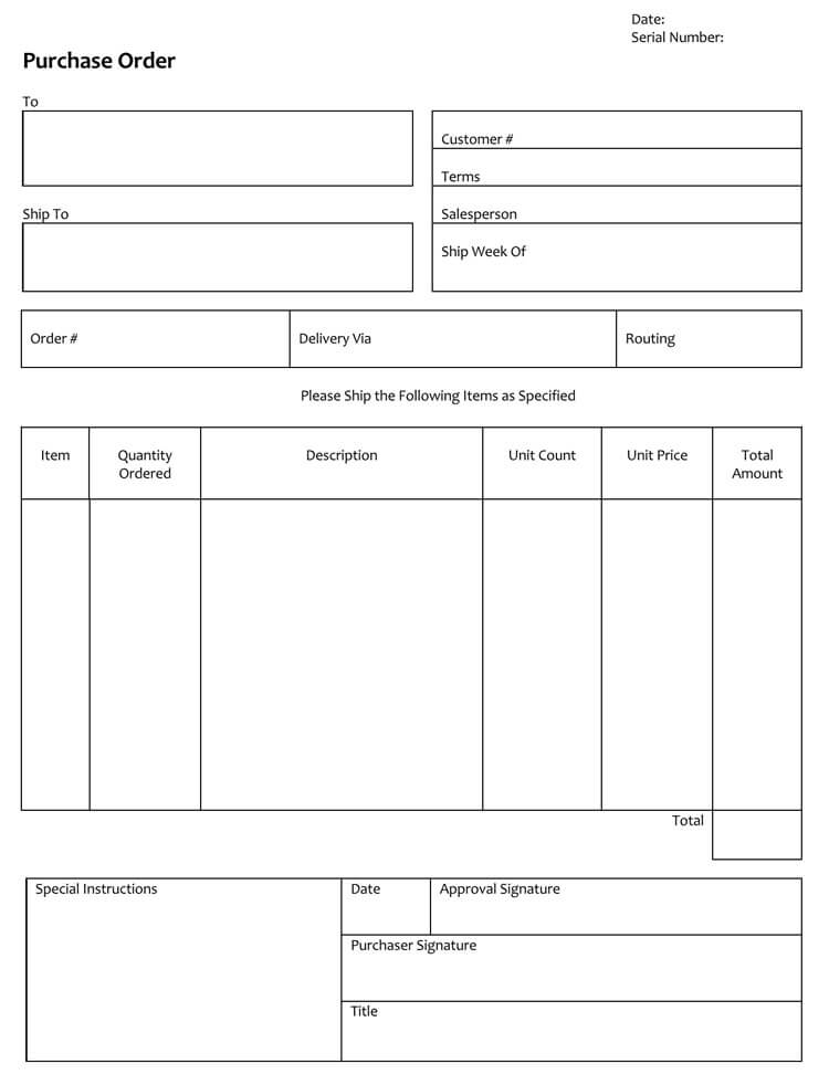 purchase order format pdf