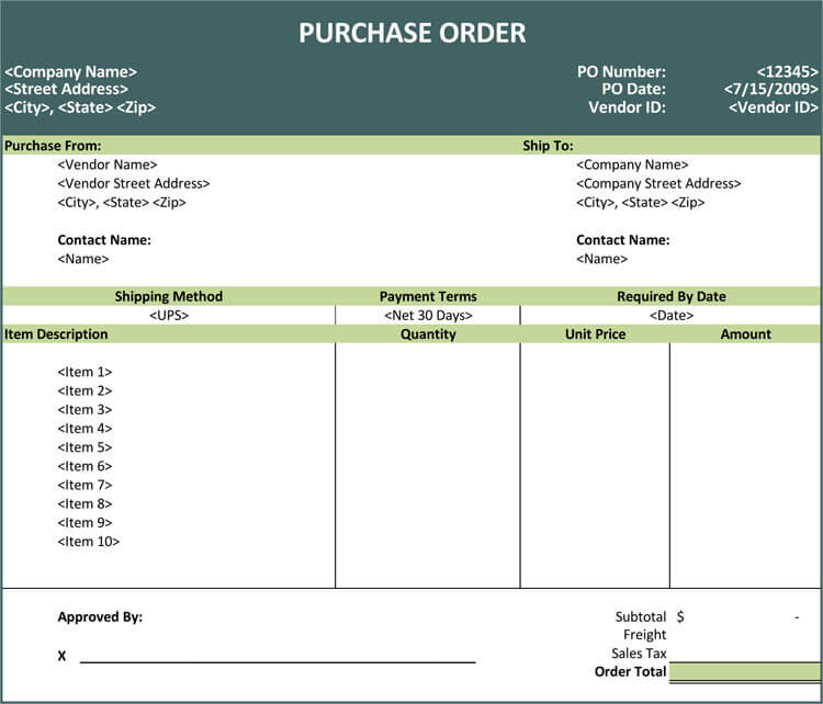purchase order template pdf
