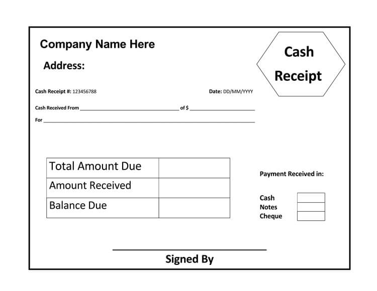 Cash Receipt Format