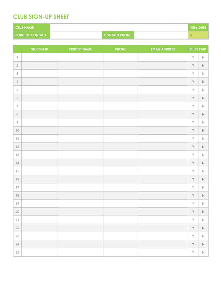 26 Free Sign Up Sheet Templates Excel Word How To Make