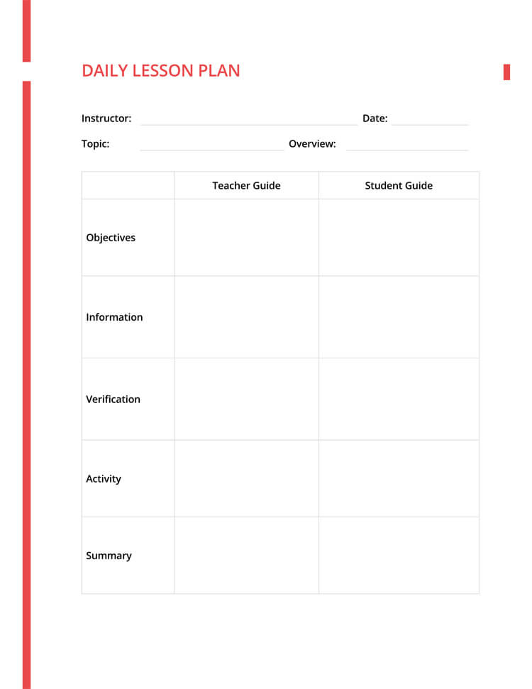 Daily Lesson Plan Template (High School)
