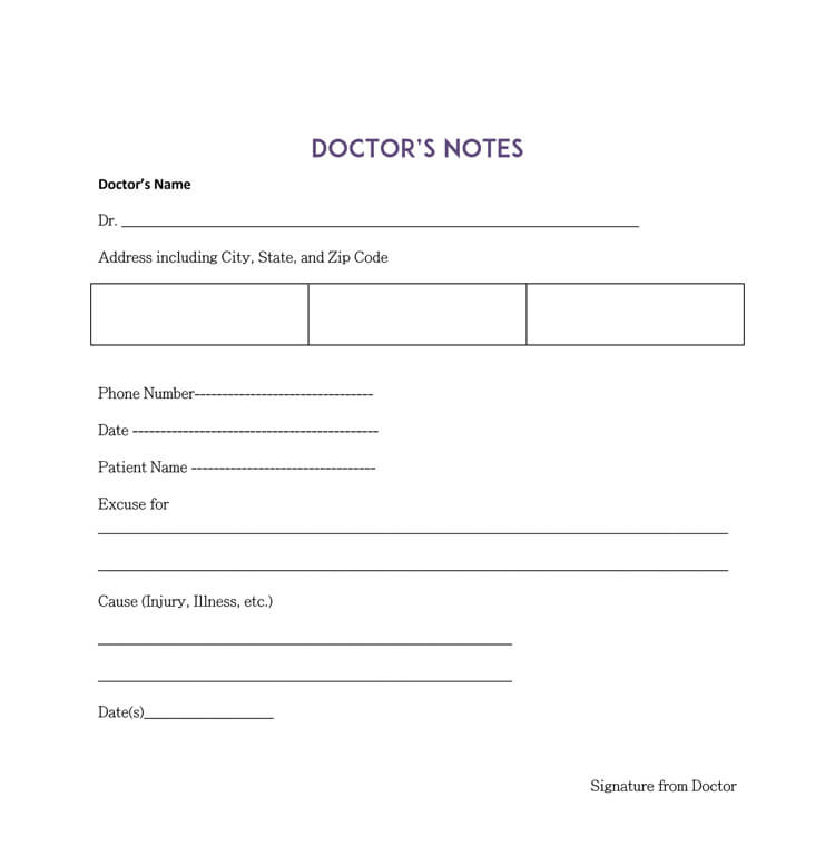 online doctors note template
