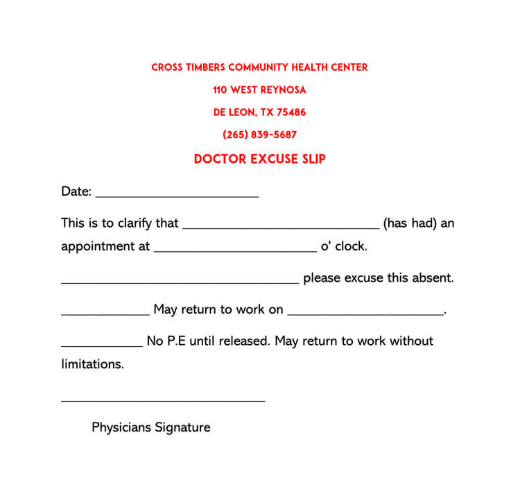 Return To Work Doctors Note Template Free