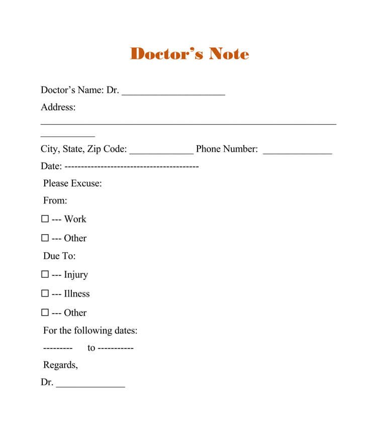 Sample Return To Work Note From Doctor