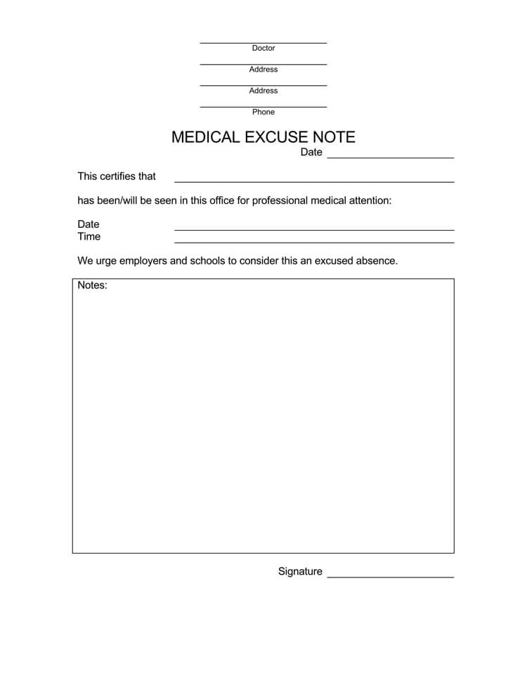 doctors note Template example