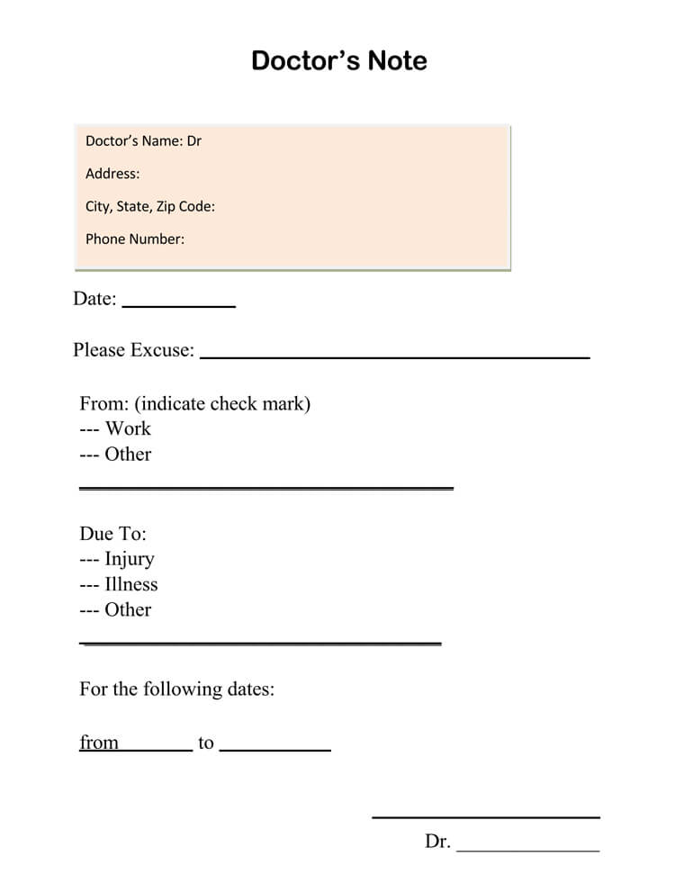 36 Free Fill In Blank Doctors Note Templates For Work School