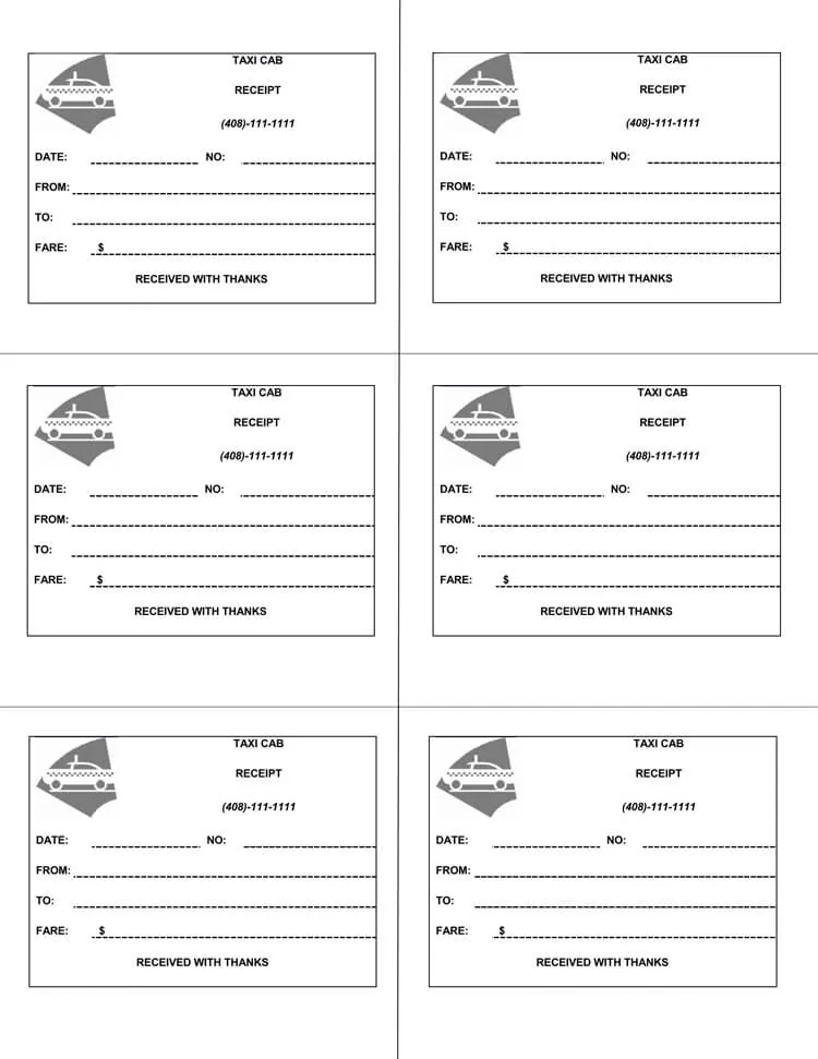 17 Free Taxi Receipt Templates to Make Basic Receipts