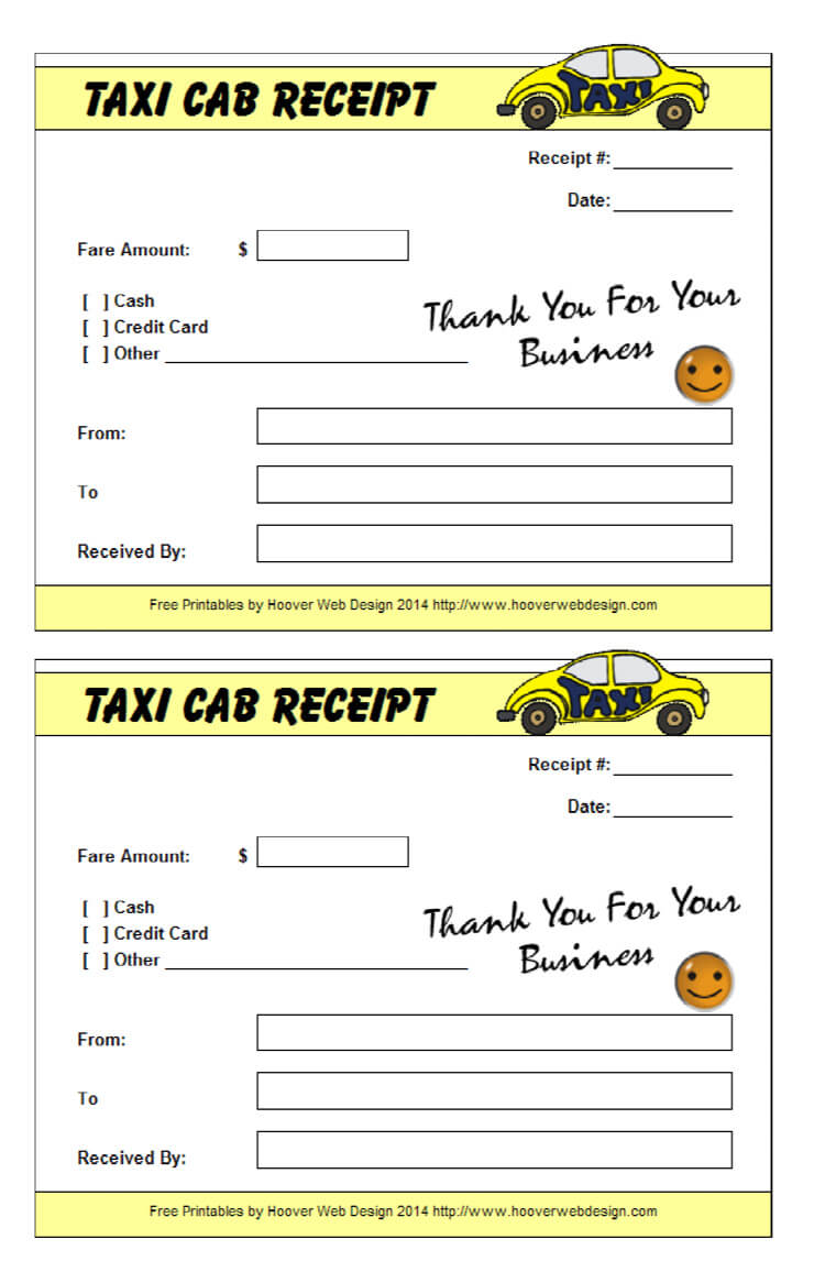 Taxi Cab Receipt Template PDF
