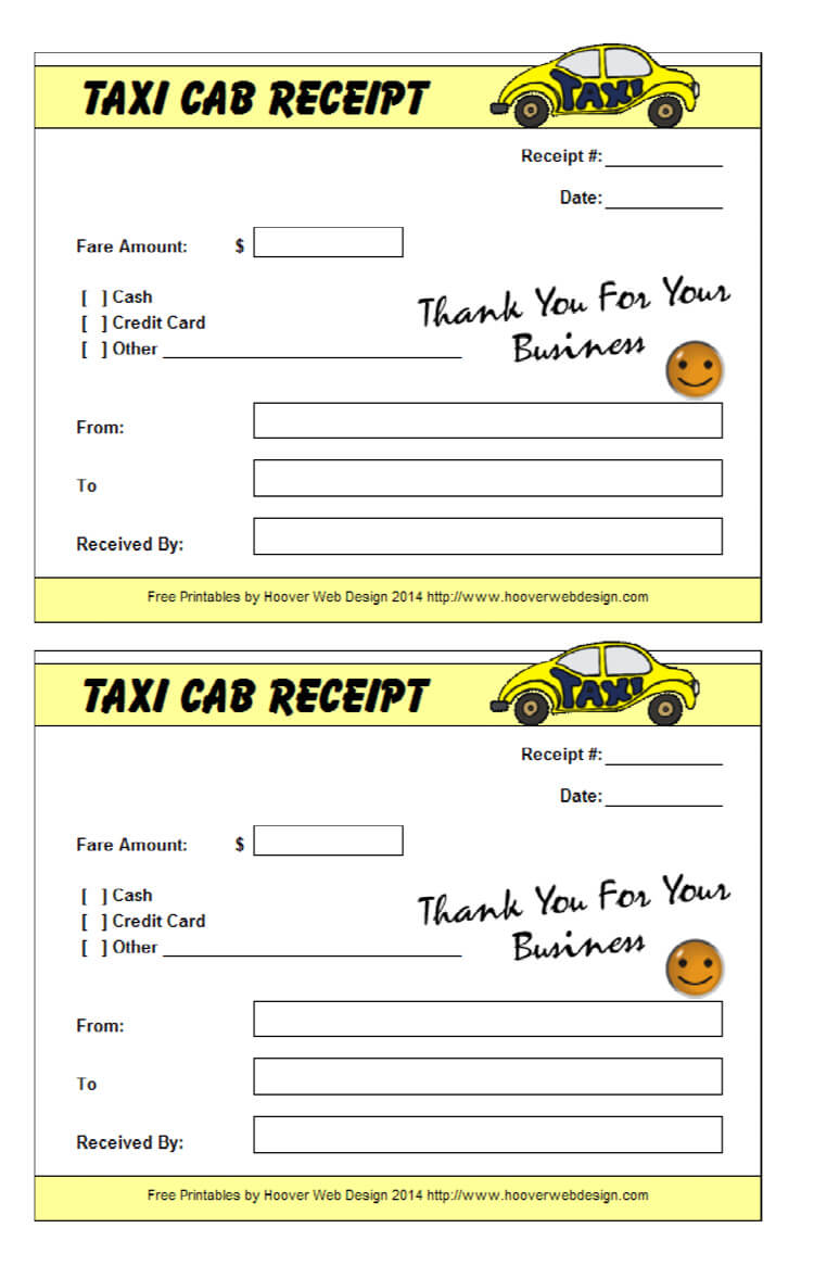 Taxi Cab Receipt Template