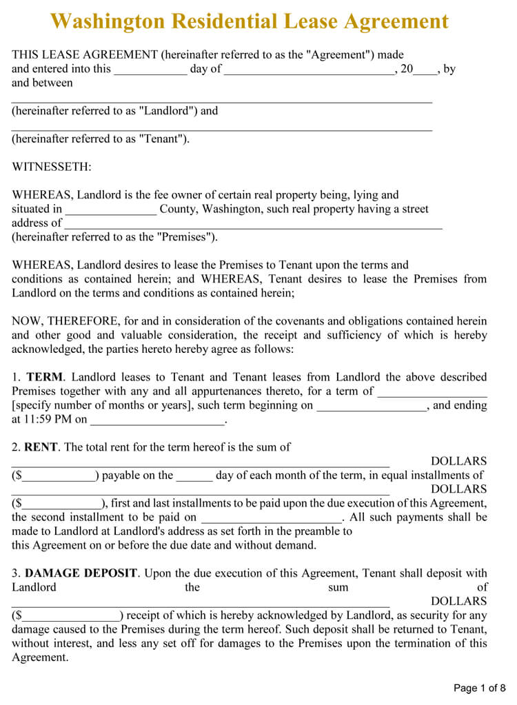 Sample House Rental Agreement Word Format