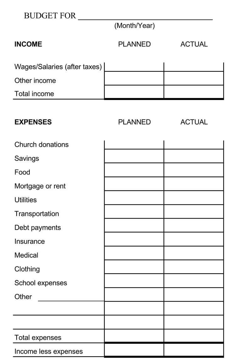 bi-weekly budget sheet pdf