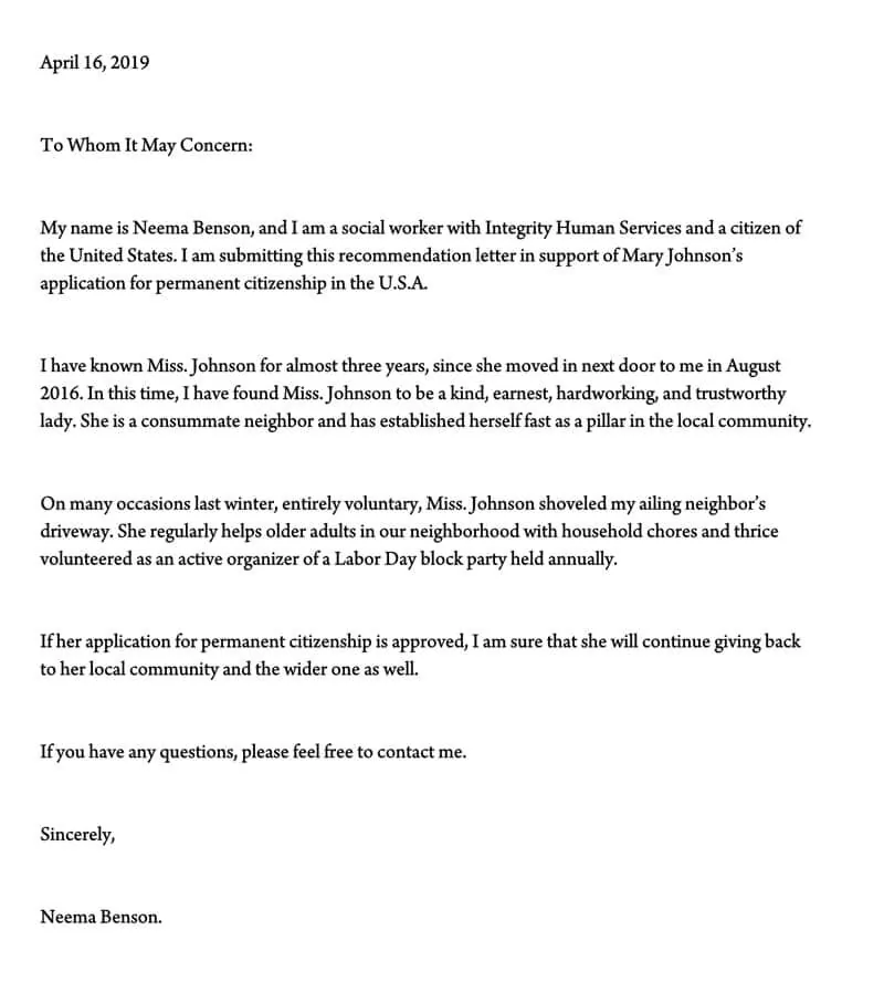 Letter For Immigration For A Relative from www.doctemplates.net