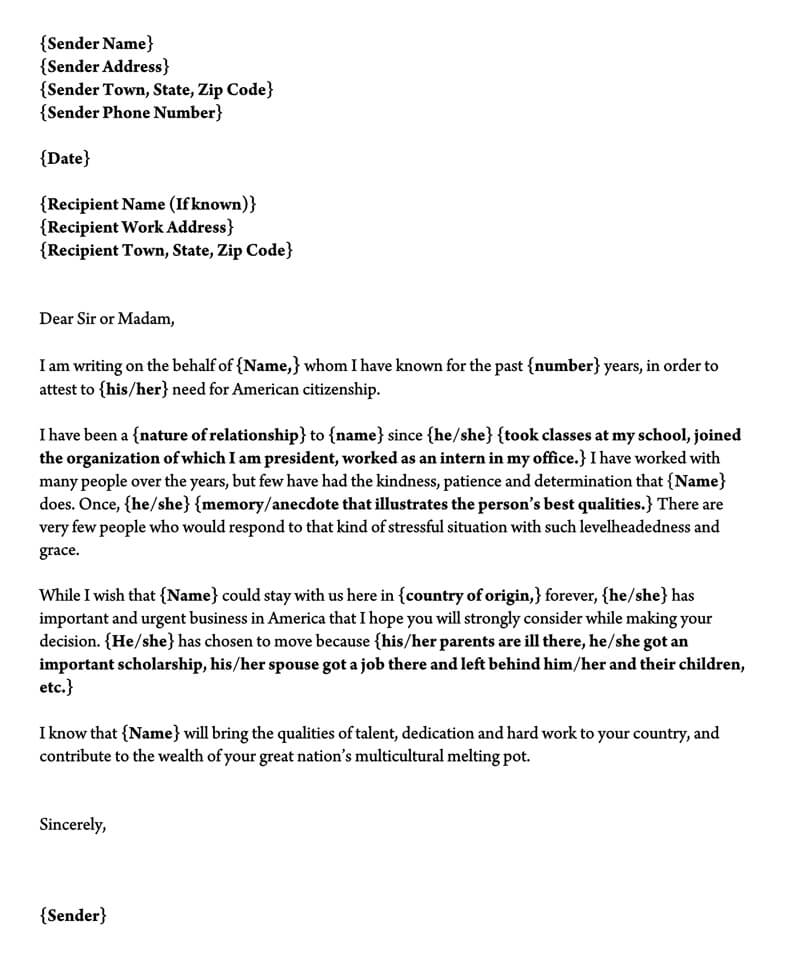 Uscis Letter Of Recommendation from www.doctemplates.net