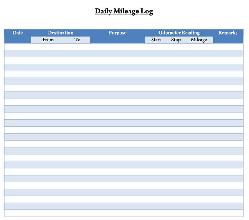 Daily Mileage Log 09