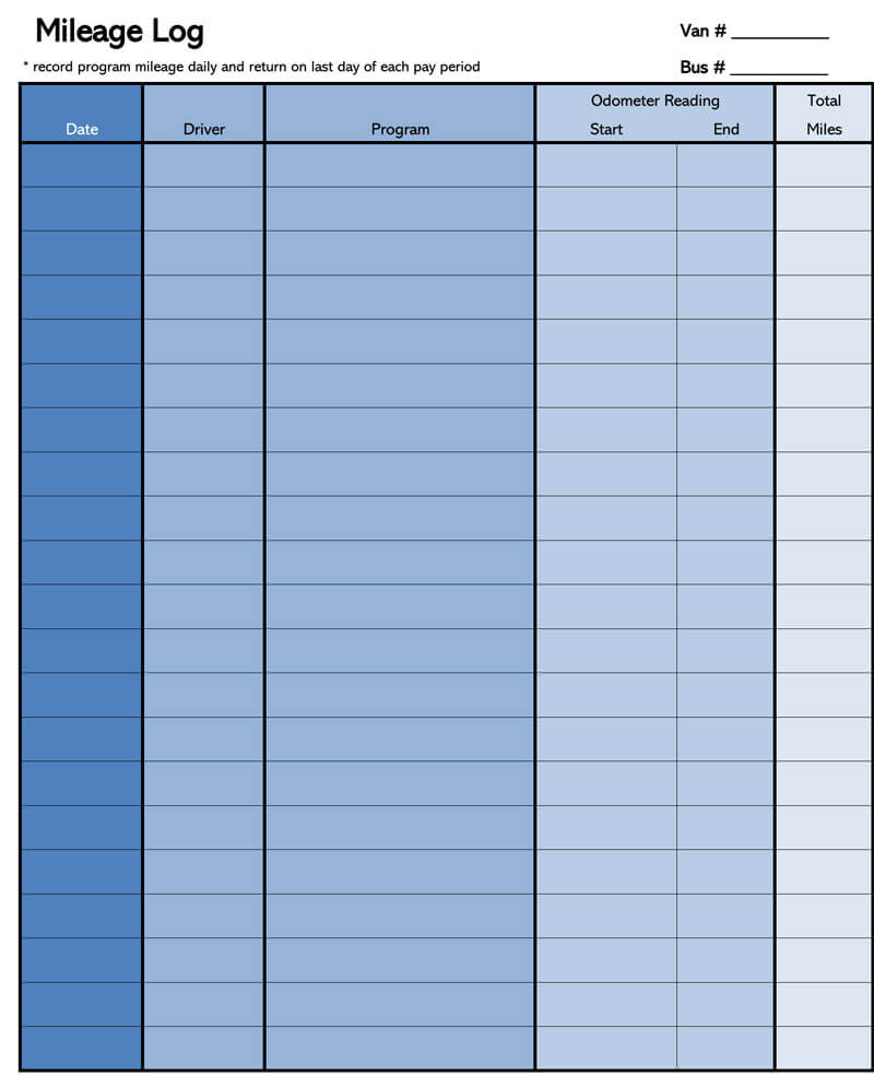 25 Free Mileage Log Templates (Excel Word PDF)