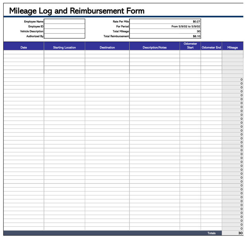 Mileage Reimbursement Form Template from www.doctemplates.net