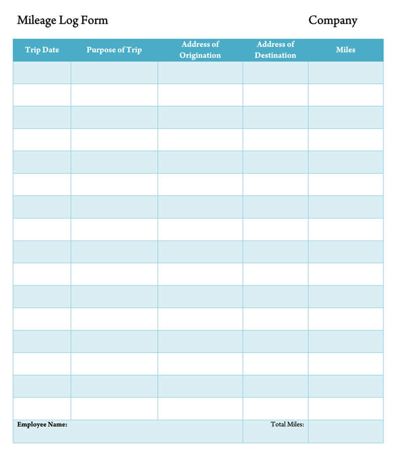 Mileage Log Template Excel Download