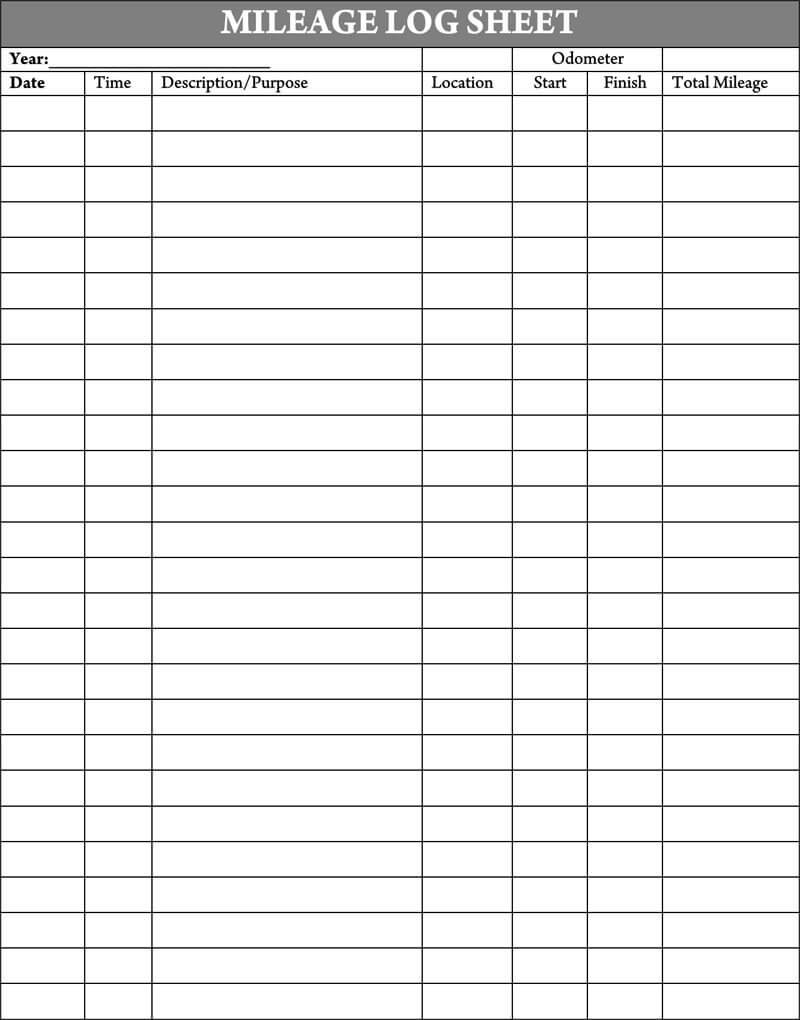 Free Printable Free Mileage Log Templates (for Excel and Word)