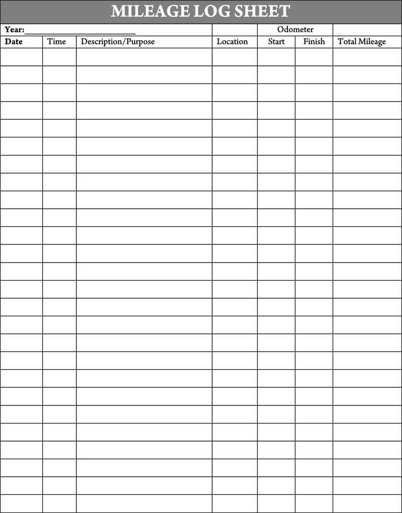 Free Mileage Log Templates (Excel  Word  PDF) Regarding Mileage Report Template