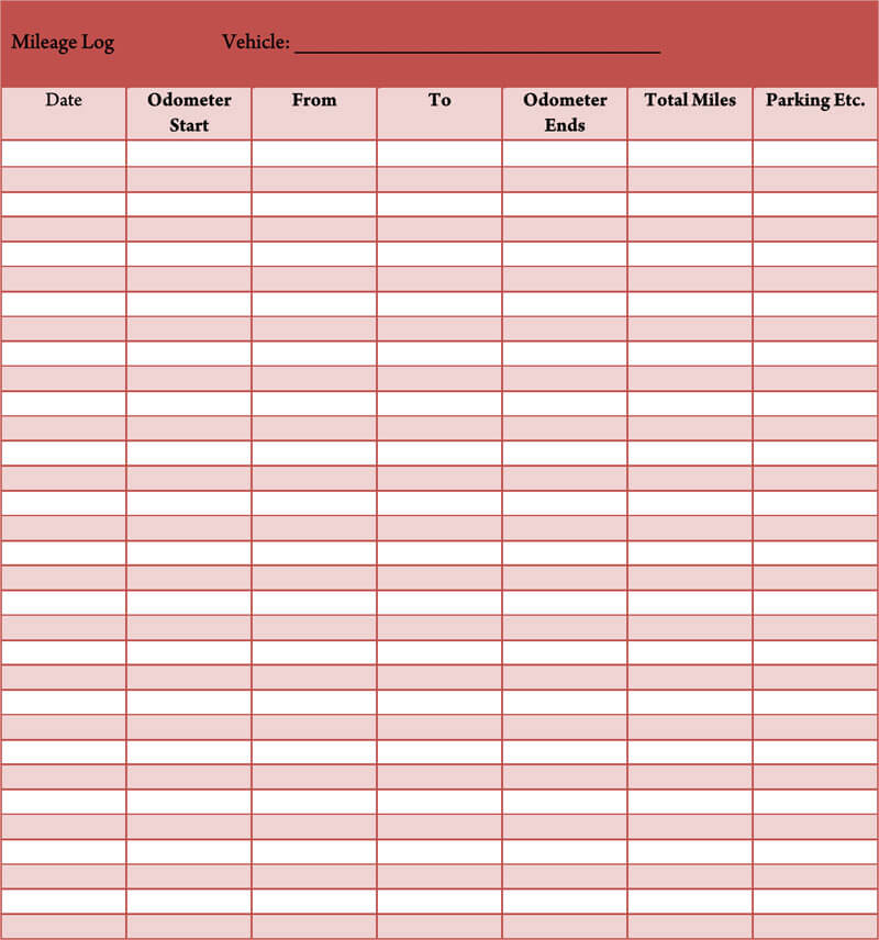 Irs Mileage Log Template Download from www.doctemplates.net