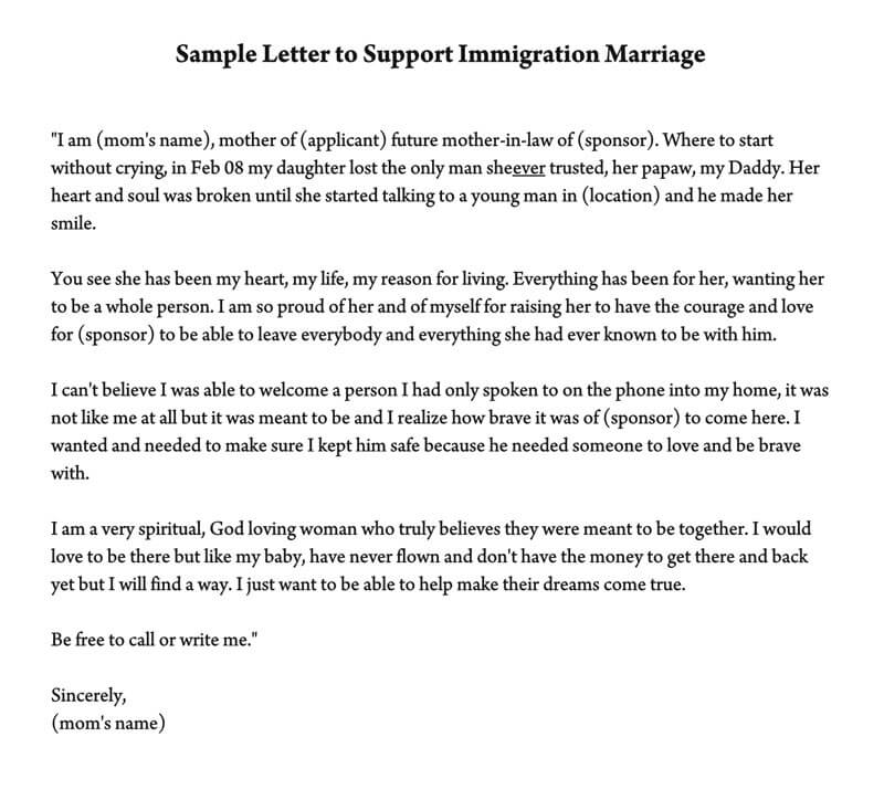 Reference Letter to Support Immigration Marriage (Samples & Template)
