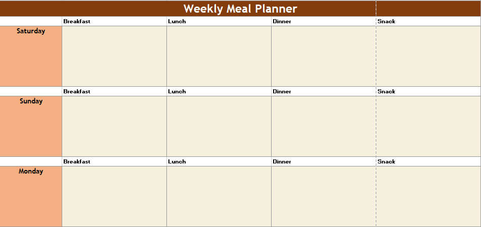 Weekly Food Plan Template from www.doctemplates.net