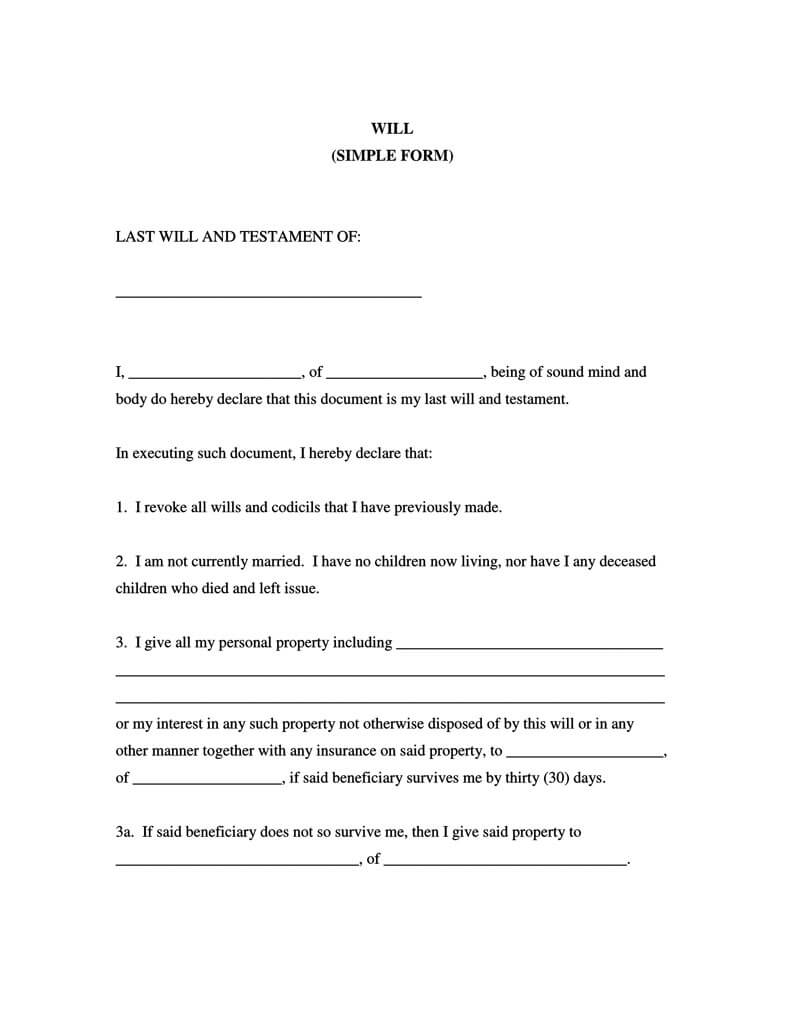 sample last will and testament template microsoft word