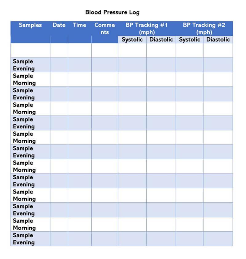 30 Free Blood Pressure Log Sheets And Charts Word Pdf