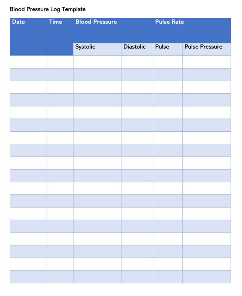 Blood Pressure Diary Chart