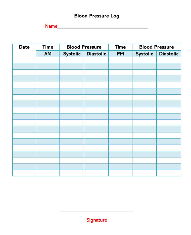 Blood Pressure Log Template 06