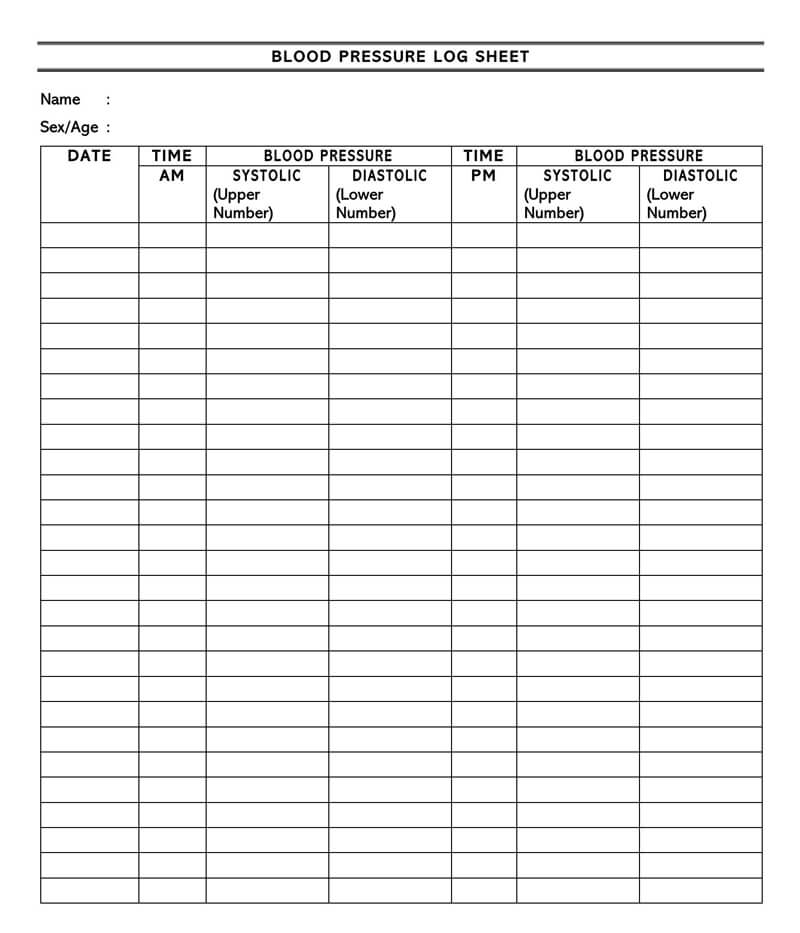 Blank Blood Pressure Chart To Fill In