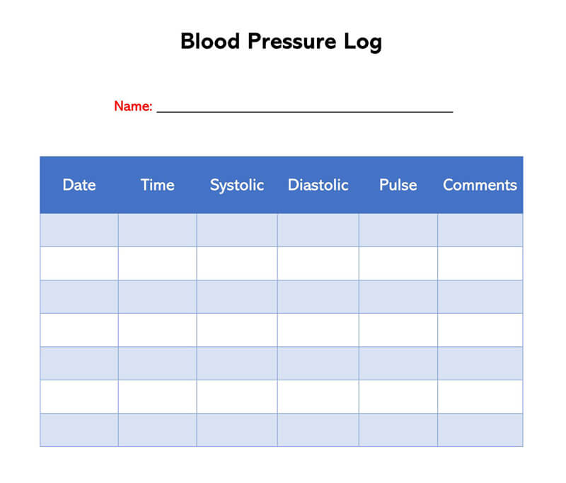 Blood Pressure Log Template 12