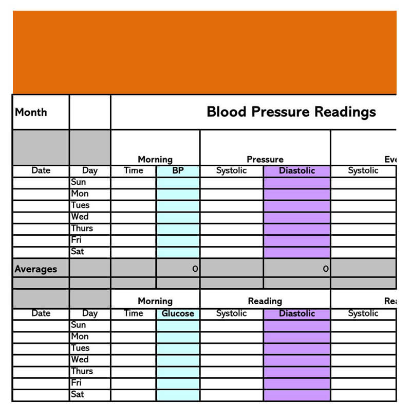 Blood Pressure log Excel Template 06