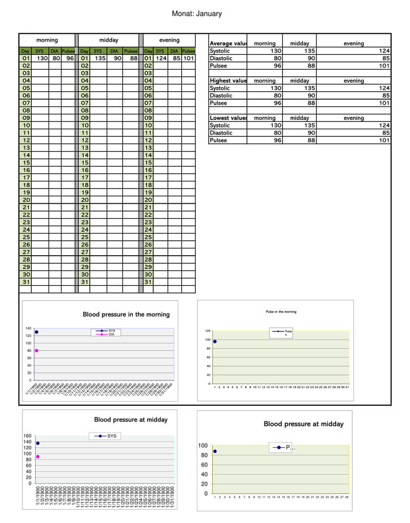 Blood Pressure log Excel Template 07