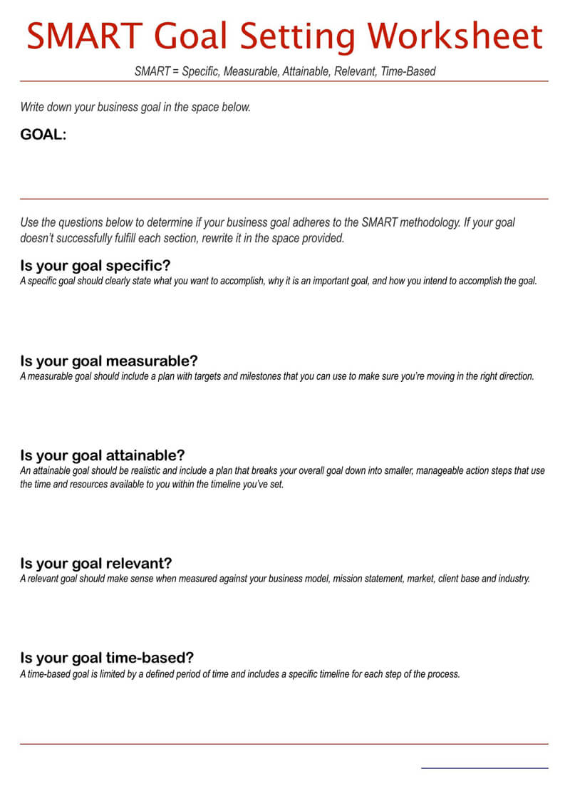 Free SMART Goals Setting Worksheet 02