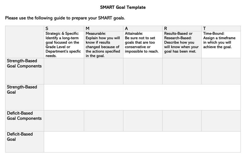 Goal Template Word Collection goal-template-word-collection