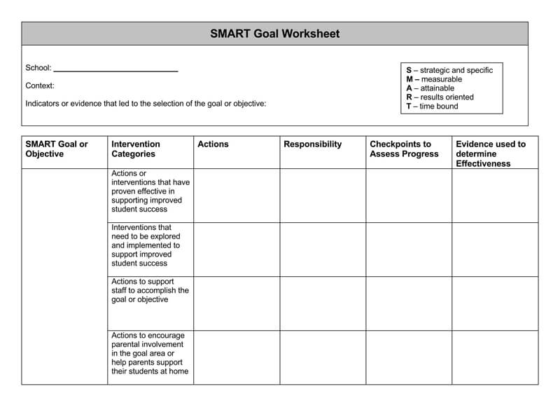 Free SMART Goals Worksheet 04