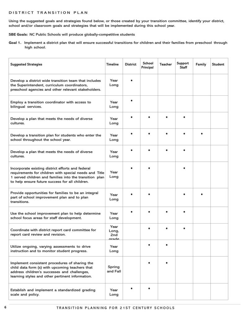 Transition Plan Template 17