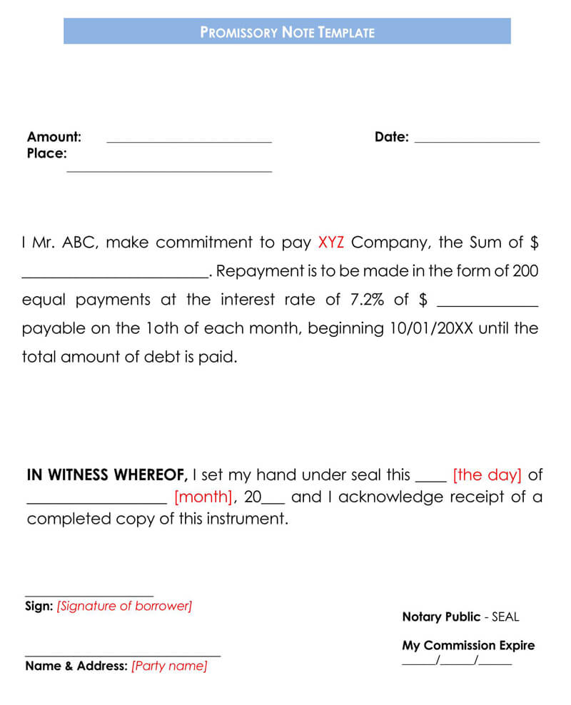 Free Unsecured Promissory Note (21 Free Templates) In Promissory Note Template Free Download