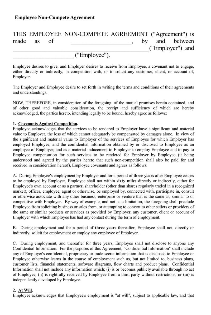Employee Non-Competen PDF Agreement Template