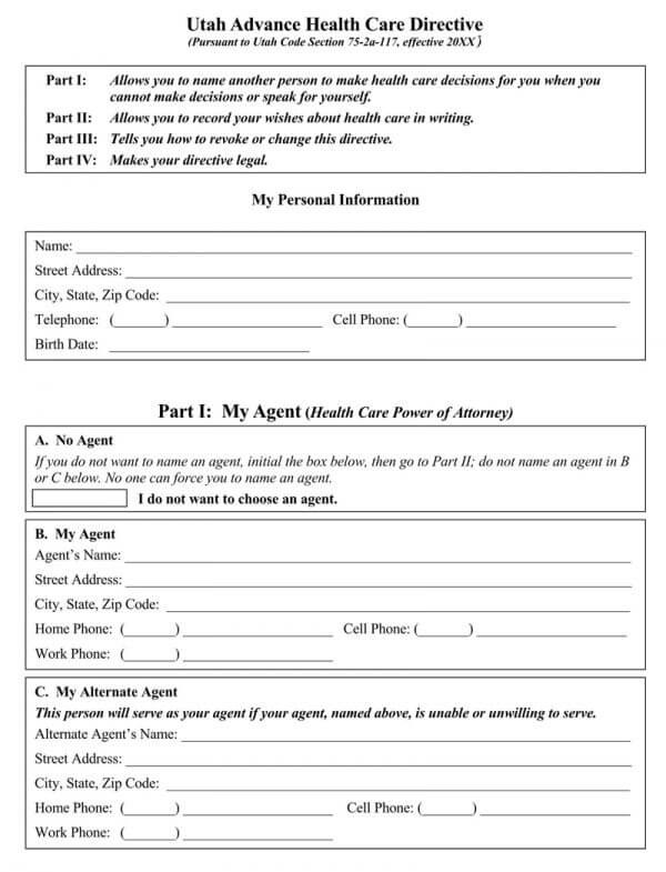 Free (Blank) Living Will Forms (Advance Directive)