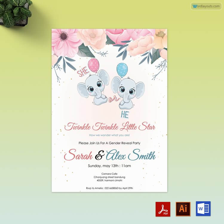Baby Gender Elephanat Theme Free Baby Gender Reveal Sample