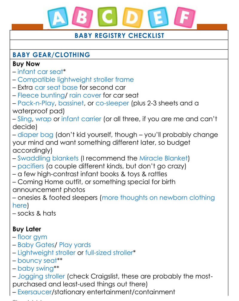 Baby Registry Word Checklist Template 03